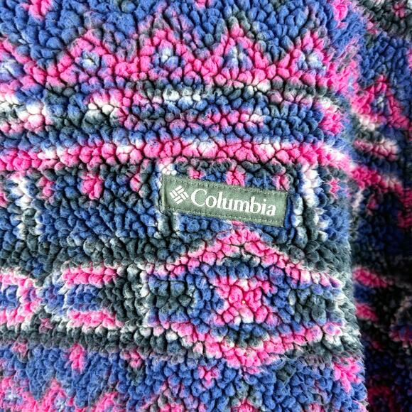 Columbia West Bend Hooded Sherpa Sweater Geometric Print Purple/Blue Size XXL - Picture 8 of 8
